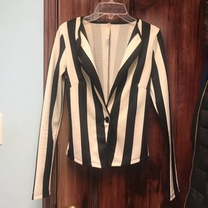 Black and white striped blazer